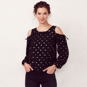 Lauren Conrad Gold Bumblebee Cold Shoulder Top